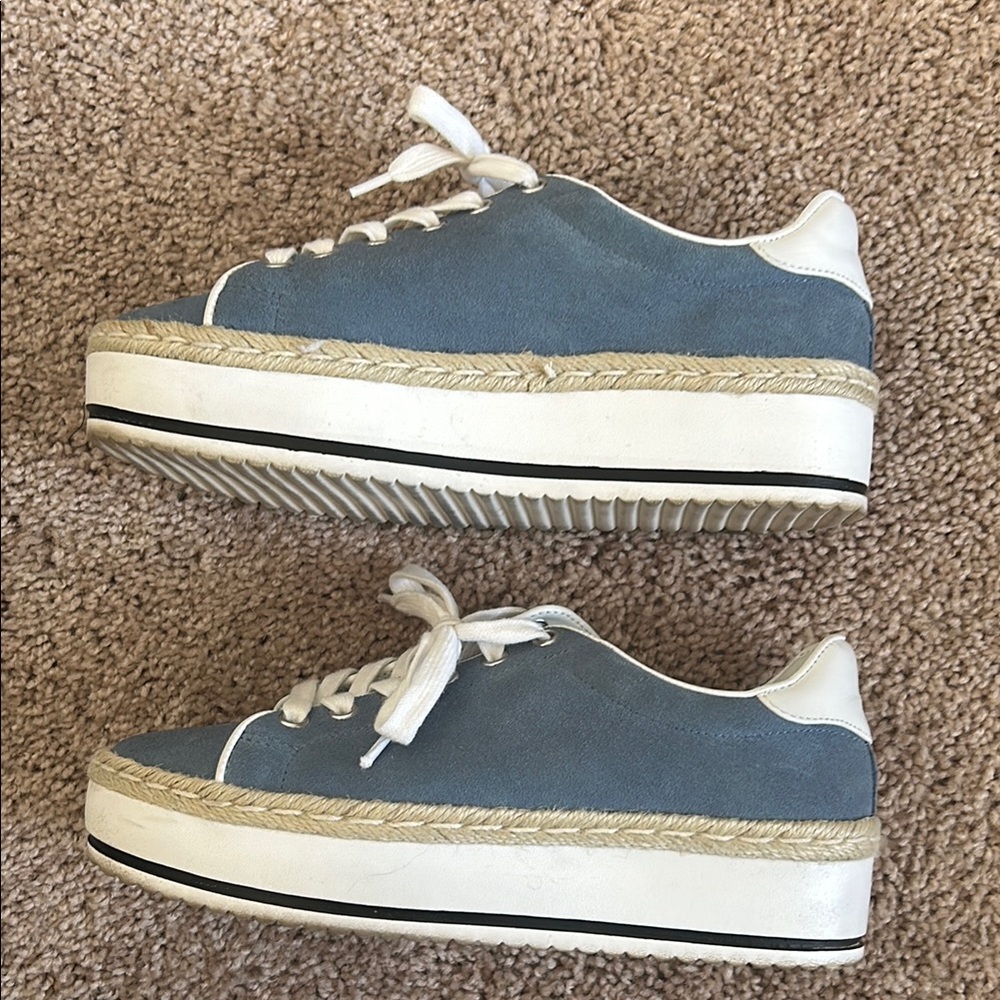 Steve Madden Rule Low Top Blue Suede Platform Sneakers